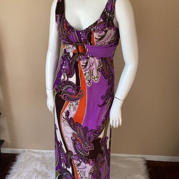 Bisou Bisou by Michele Bohbot Paisley Maxi Dress - Size 8 - Picture 3 of 14
